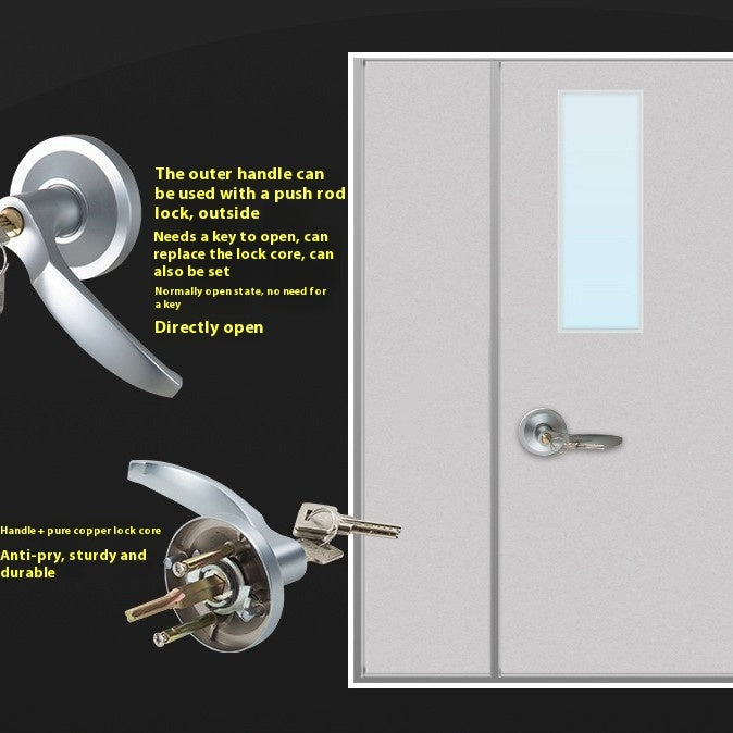Heavy duty fireproof door lock with push locking mechanism