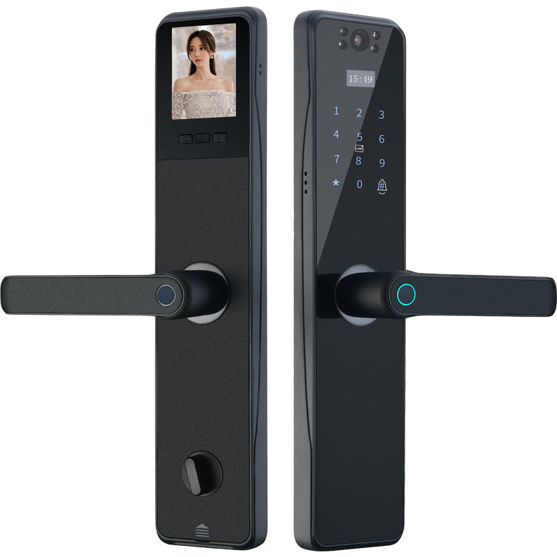 Surveillance camera door lock with mobile phone video monitoring