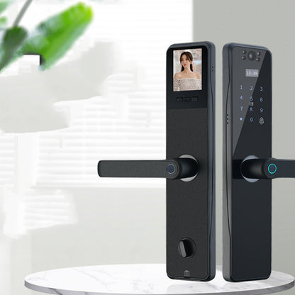 Surveillance camera door lock with fingerprint and keypad access