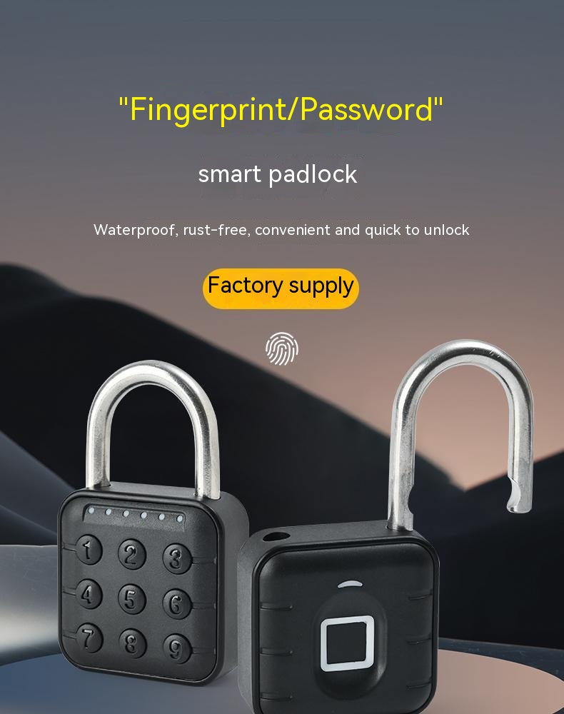 Fingerprint padlock with password access anti-theft security