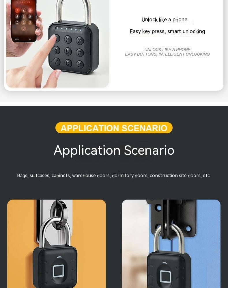 Fingerprint padlock waterproof smart lock with app control