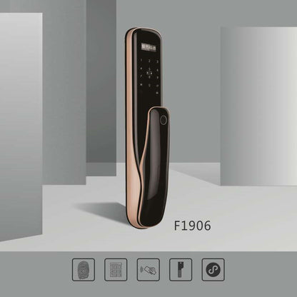 Sleek electronic door lock design featuring keypad entry for security and convenience.