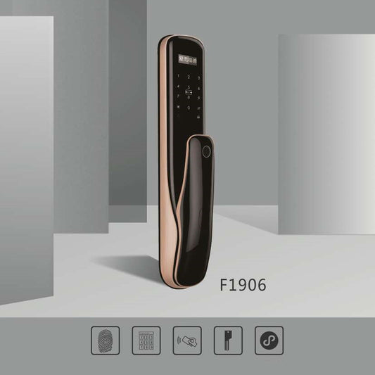 Sleek electronic door lock design featuring keypad entry for security and convenience.