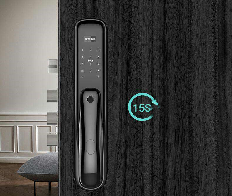 Electronic door lock showing keypad and handle, designed for security and convenience in modern homes.