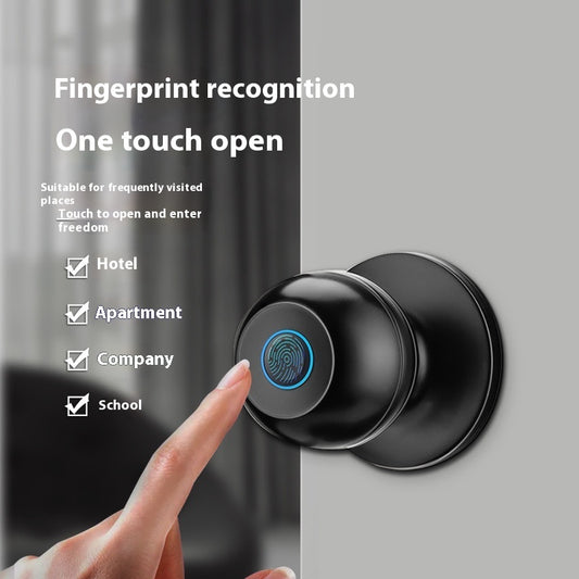 Round Ball Fingerprint Door Lock — With Backup Key