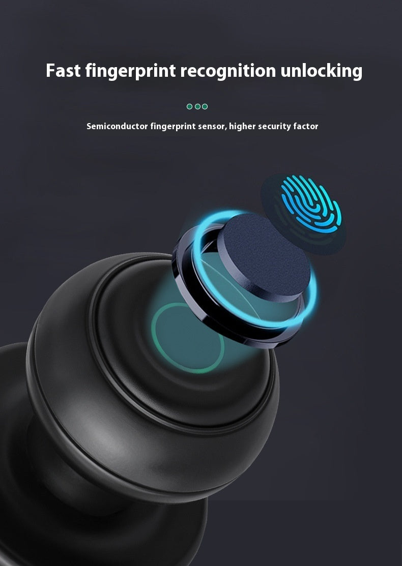 Round Ball Fingerprint Door Lock — With Backup Key